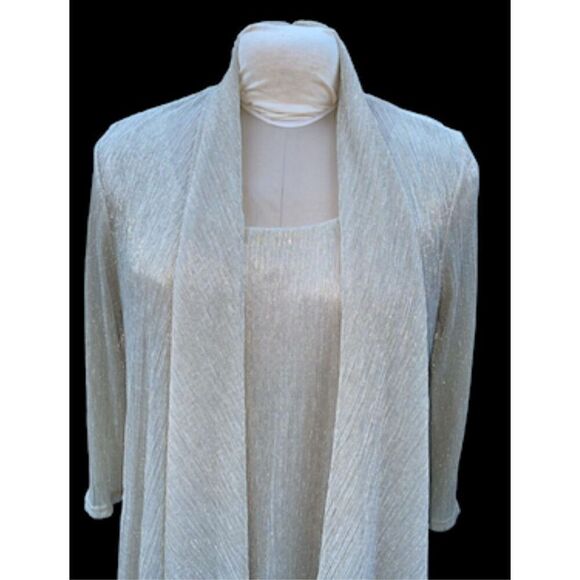 Metallic Sleeveless Shift Dress w/Matching Cardigan Sz 12 by R&M Richards Flowy - Picture 7 of 14